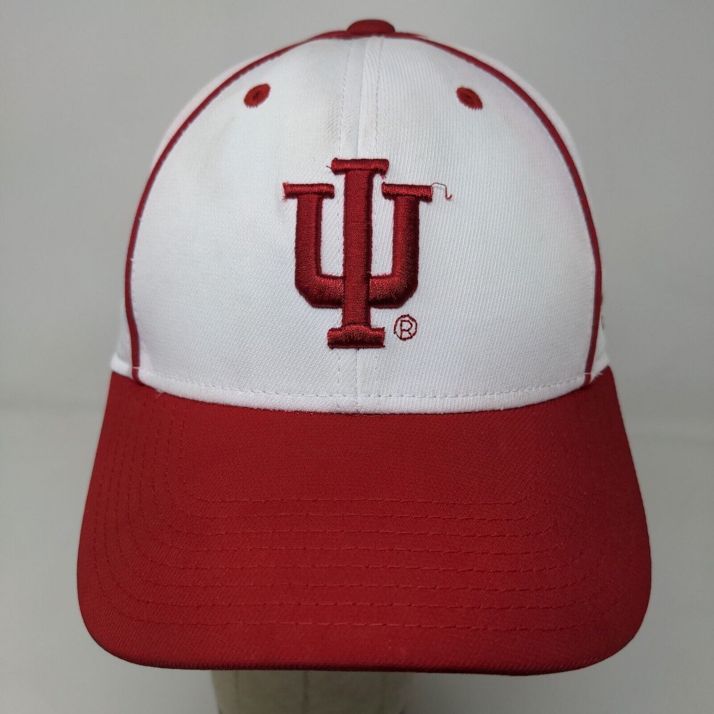 Adidas Boys Fitted Hat Red White OSFM Embroidered IU Hoosiers Logo