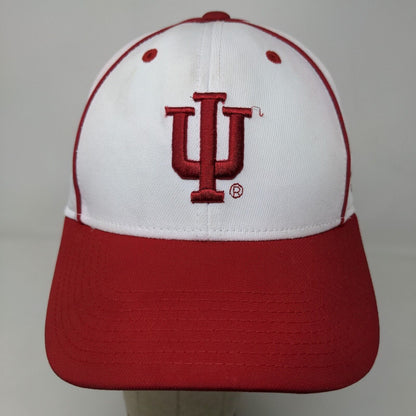 Adidas Boys Fitted Hat Red White OSFM Embroidered IU Hoosiers Logo