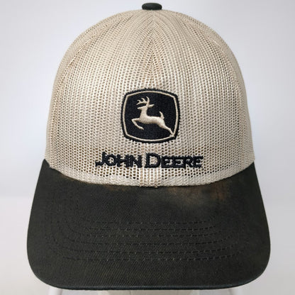 John Deere Trucker Hat Beige One Size Mesh Back Snapback Logo K-Products Work