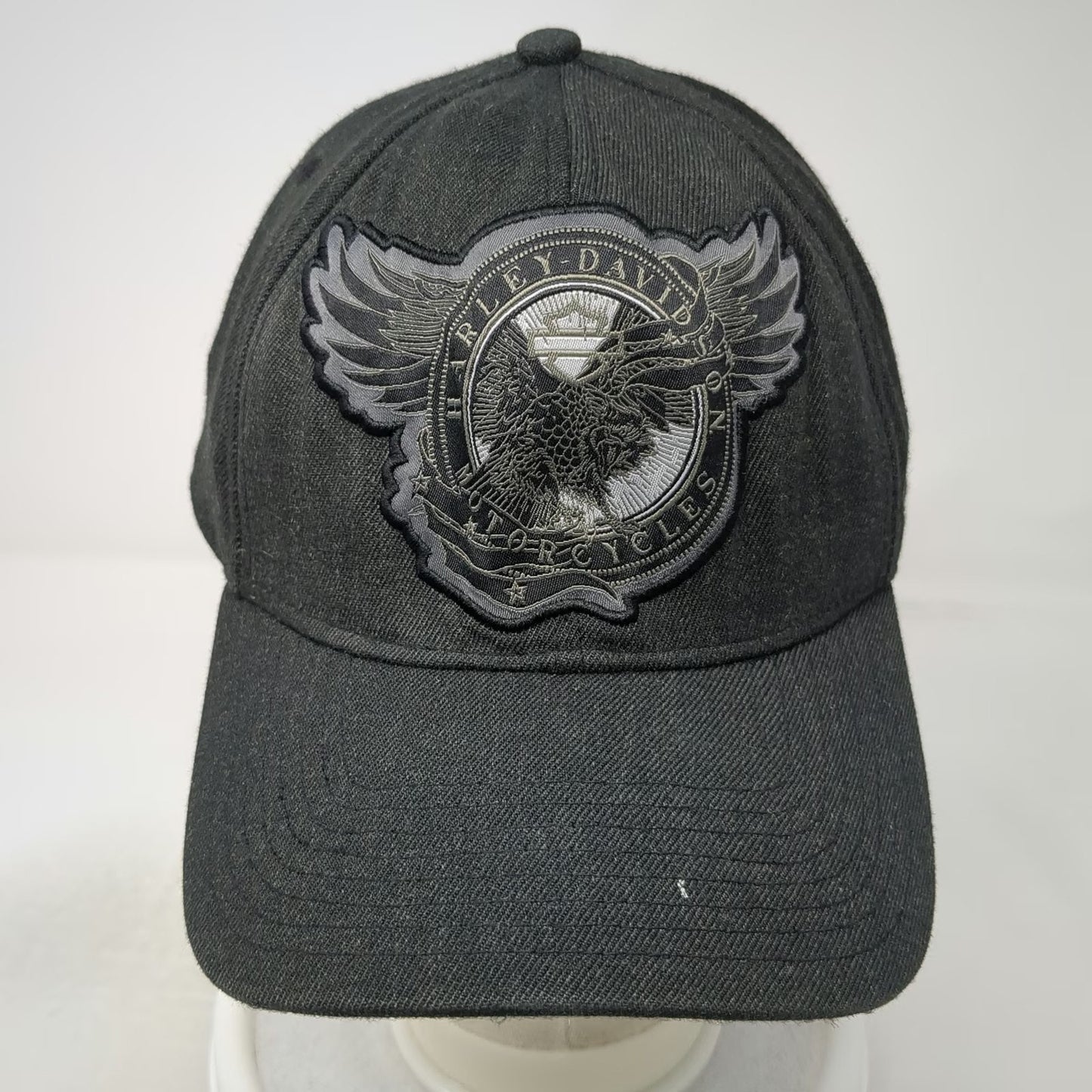 New Era Baseball Cap Black L Harley-Davidson Eagle Patch Stretch Hat 39THIRTY