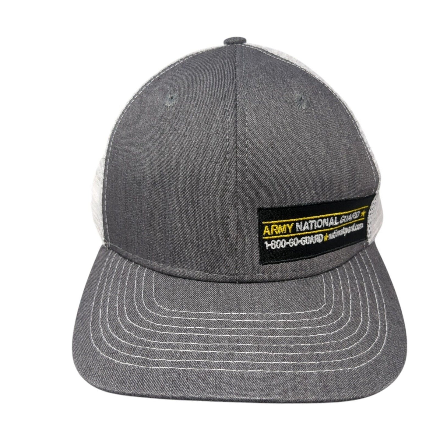 Army National Guard Snapback Trucker Hat Gray One Size Adjustable Mesh Back