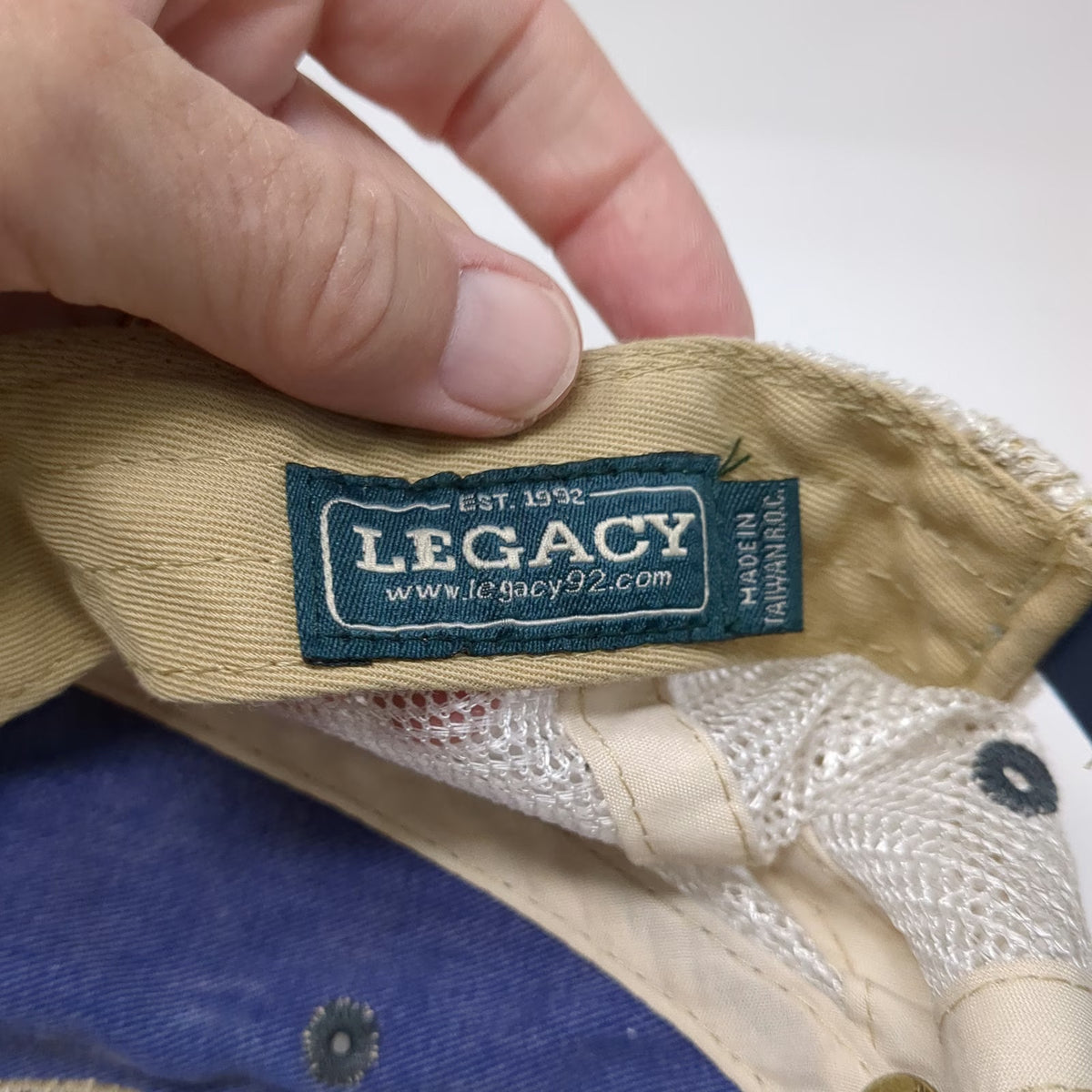 Legacy Trucker Hat Blue One Size Redfish Lake Smiling Fish Patch Mesh Back