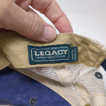 Legacy Trucker Hat Blue One Size Redfish Lake Smiling Fish Patch Mesh Back