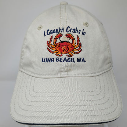 Triangle Sport Baseball Cap Beige OS Hat I Caught Crabs Long Beach WA Slideback