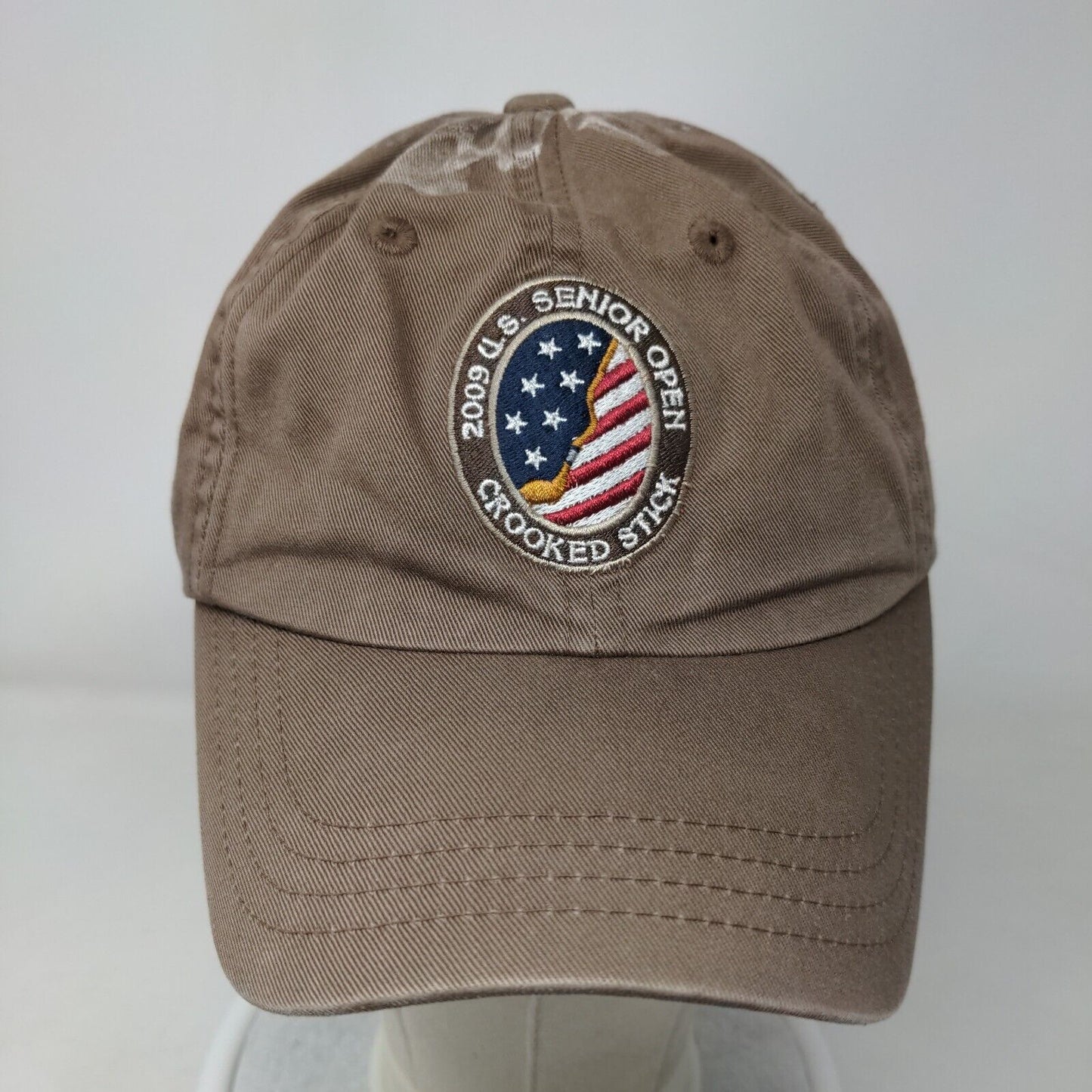 2009 US Senior Open Crooked Stick Strapback Hat Brown OS Adjustable Patriotic