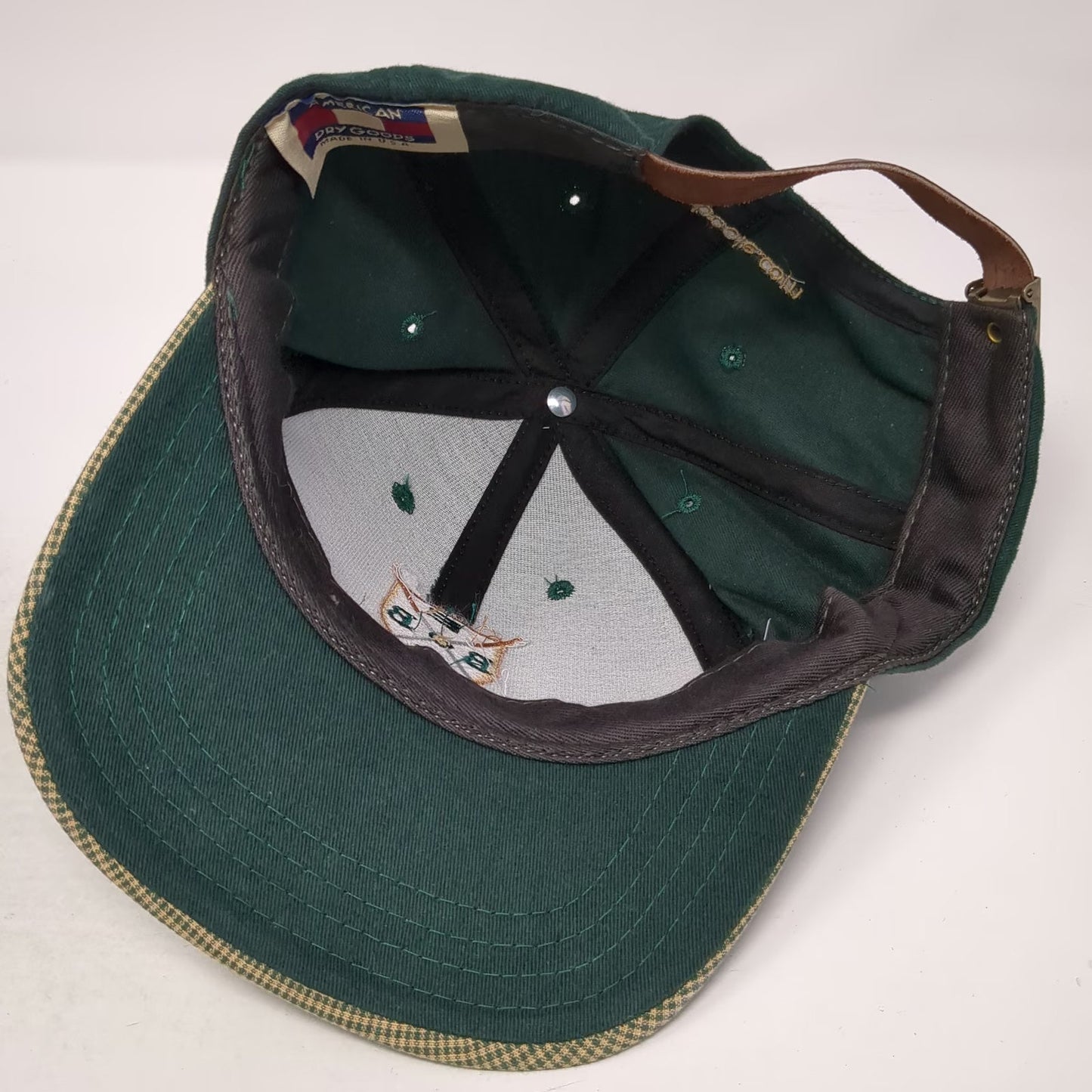 American Dry Goods Baseball Cap Green Vintage Golf Houndstooth Made in USA Hat