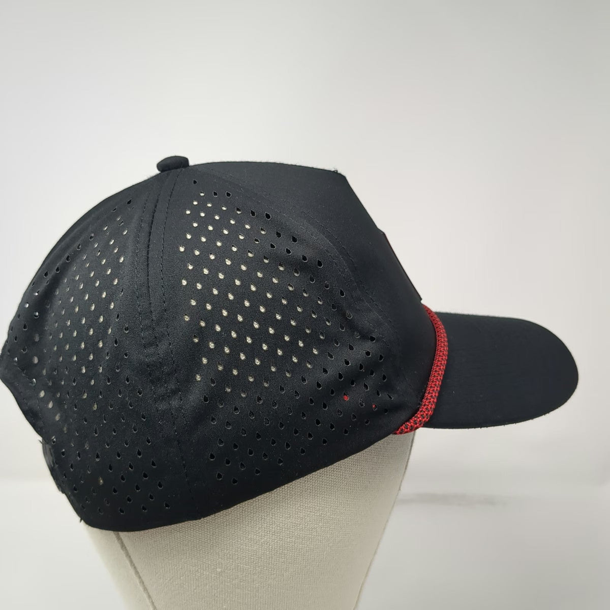 PROS Trucker Hat Black One Size Rope PVC Patch Perforated Snapback Serve Elevate