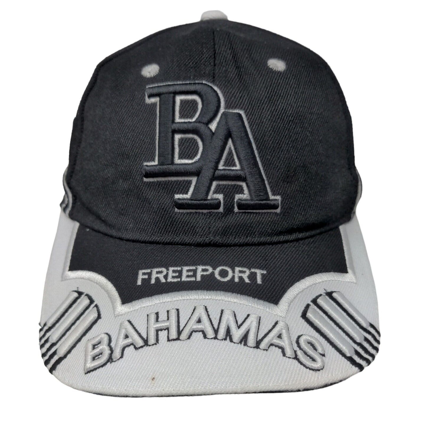 Freeport Bahamas Strapback Hat Black Embroidered Logo Adjustable