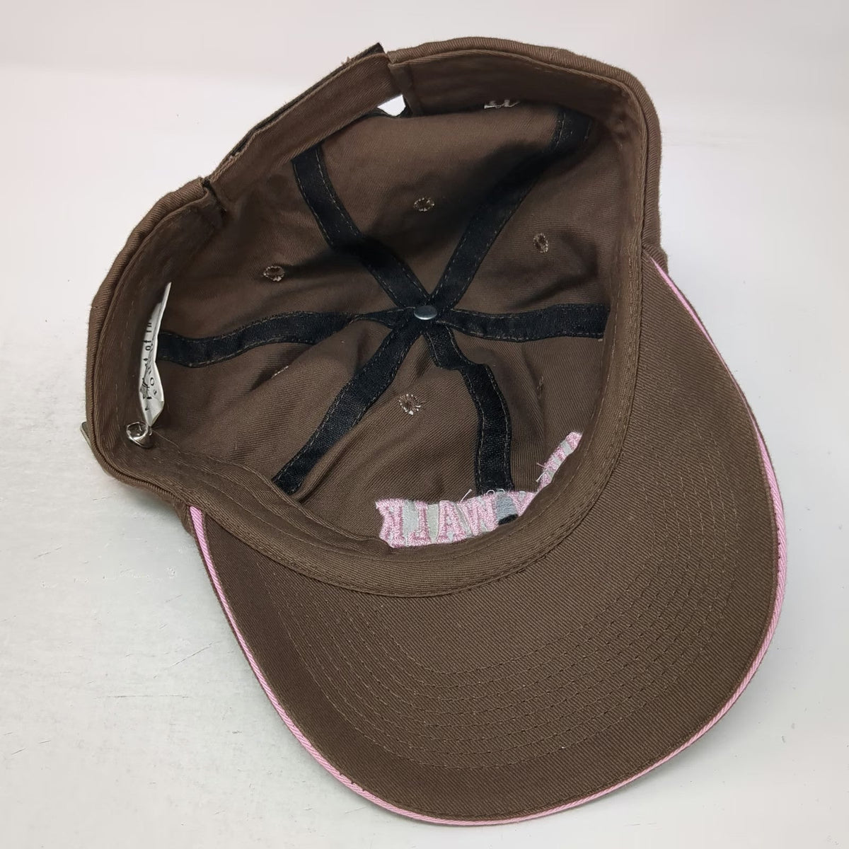 Avon Baseball Cap Brown One Size Breast Cancer Awareness Ribbon Enamel Pin Hat