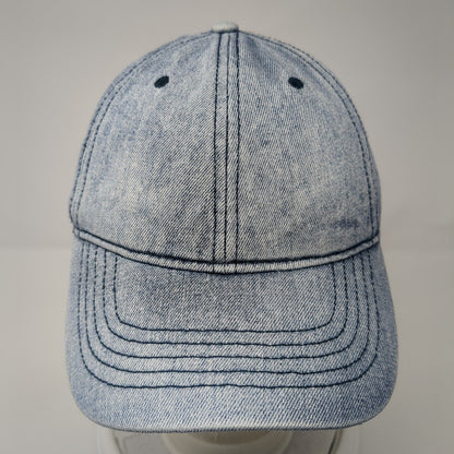 Unbranded Slideback Hat Blue One Size Solid Denim Leather Strap Blank