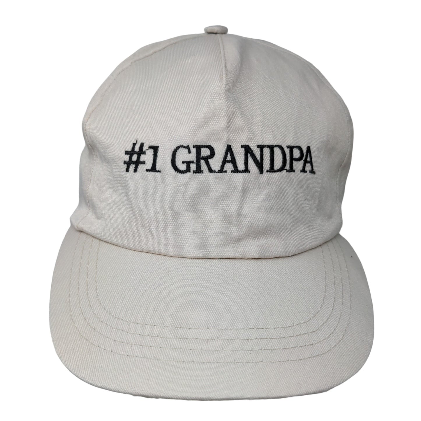 Unbranded Men's Snapback Hat Cream Adjustable Embroidered #1 Grandpa Logo