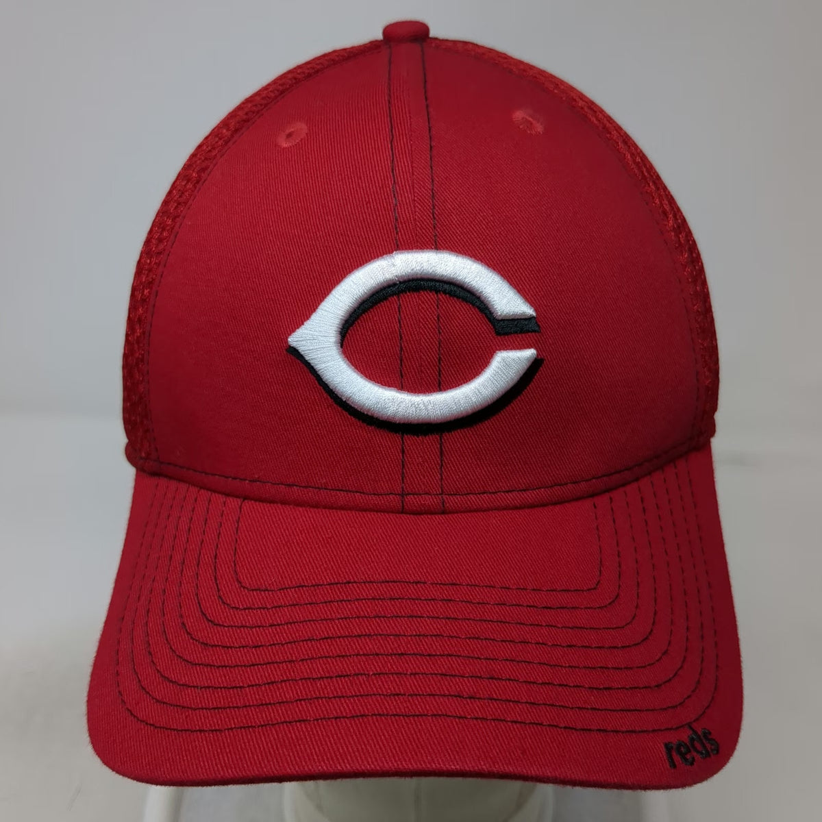 Cincinnati Reds MLB New Era Baseball Cap Red L 39THIRTY Stretch Fit Mesh Hat