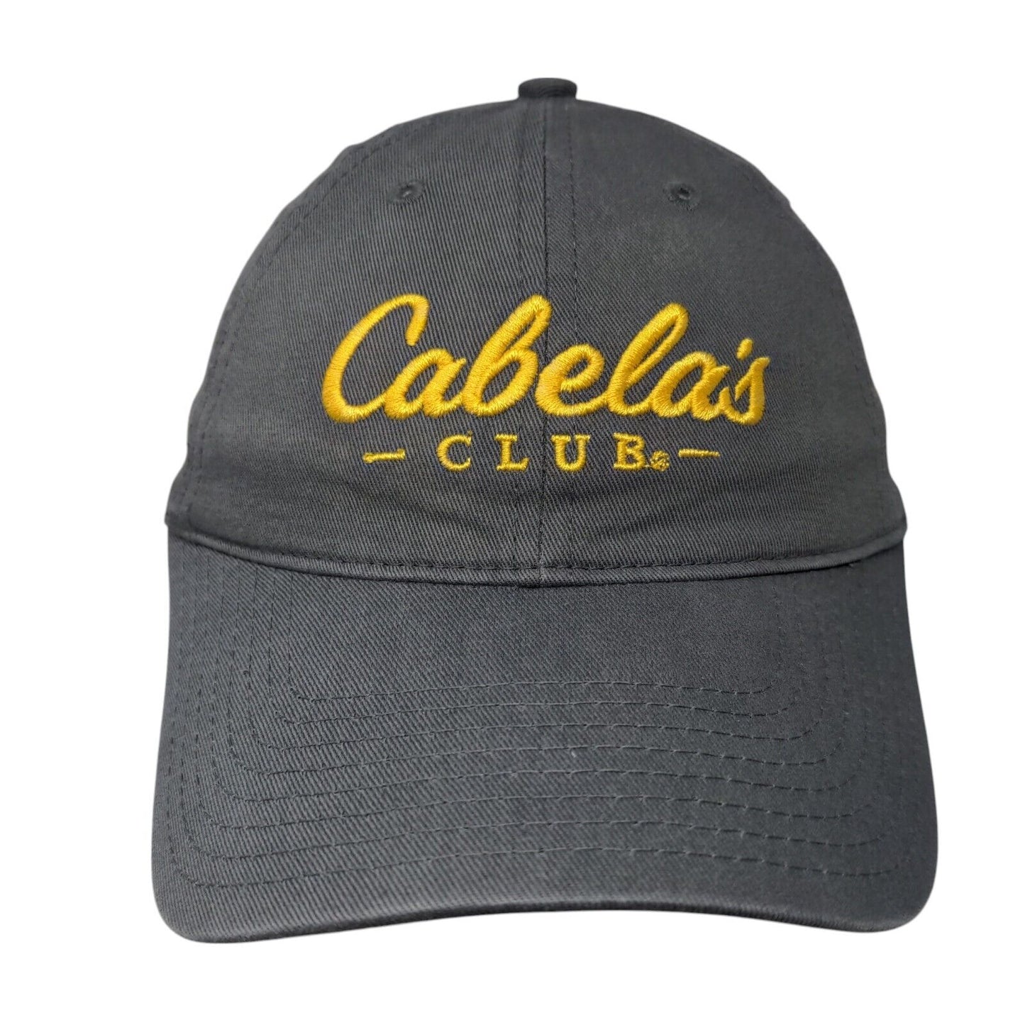 Cabela's Club Slideback Hat Gray OSFM Adjustable Embroidered Logo 6 Panel