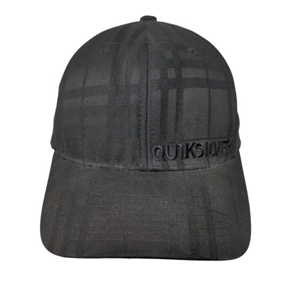 Quiksilver Fitted Hat Black Large-XL Embroidered Plaid 6 Panel Flexfit