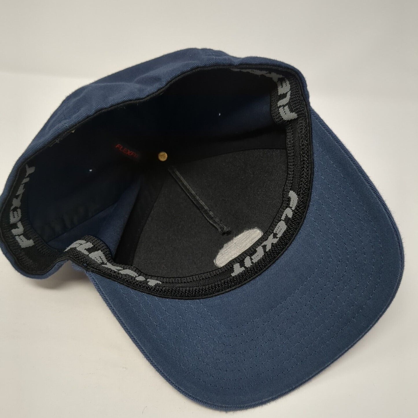 Volcom Fitted Hat Blue L/XL Flexfit Patch Logo Lightweight Vented Holes 6 Panel