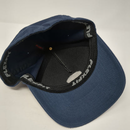 Volcom Fitted Hat Blue L/XL Flexfit Patch Logo Lightweight Vented Holes 6 Panel