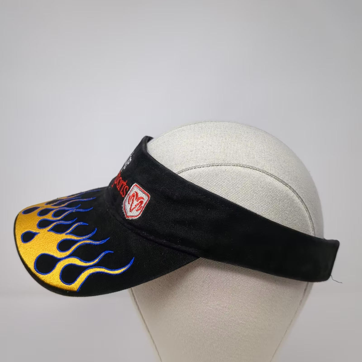 NASCAR Dodge Motorsports Racing Visor Black Gold Flames Drew Pearson Hat OSFA