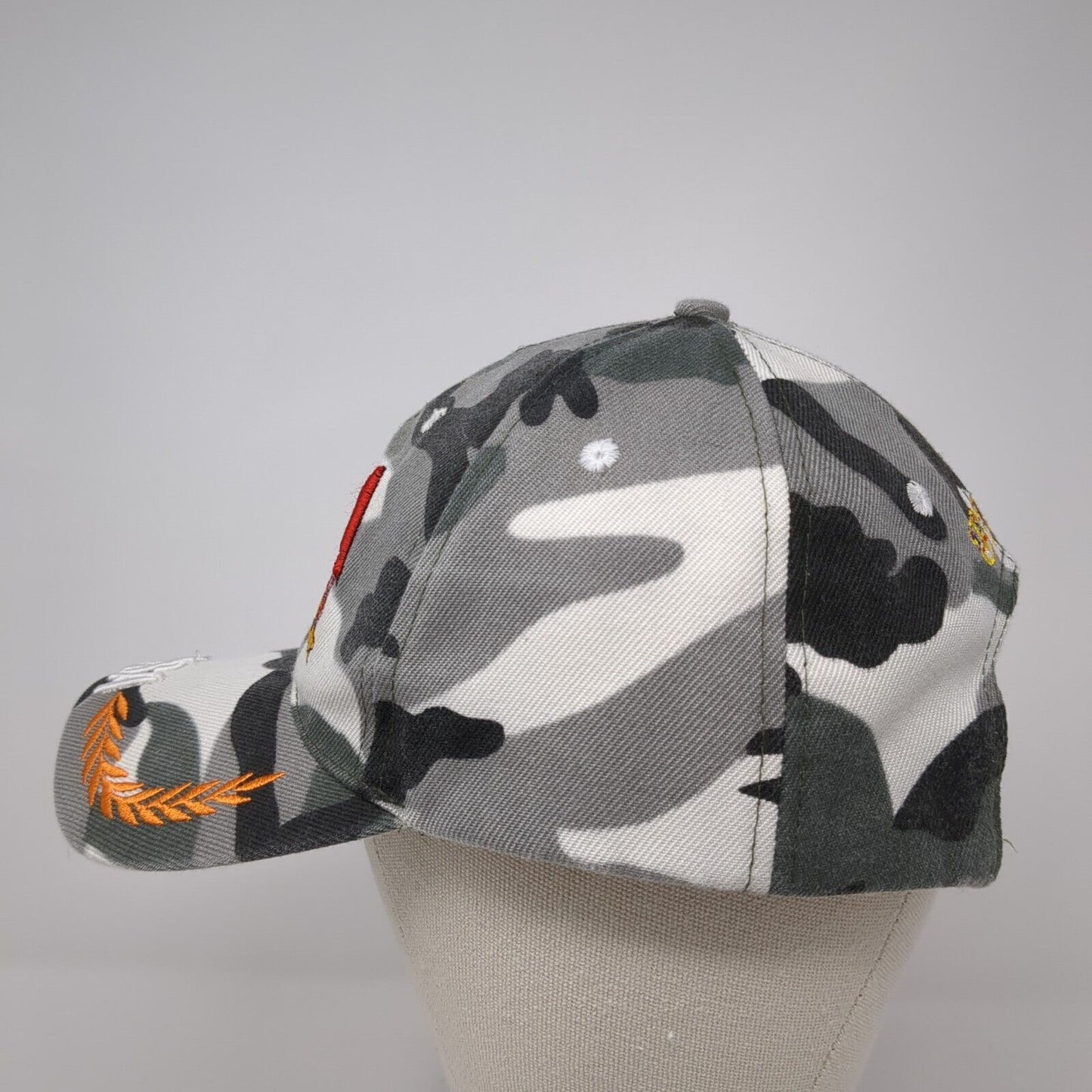 USA Strapback Hat Multicolor One Size Embroidered Camouflage 6 Panel