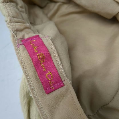 Lake Shore Drive Army Cap Beige One Size Gold Chain Floral Detail Ruched Hat