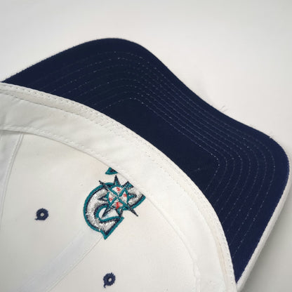 Seattle Mariners MLB Signatures Snapback White Hat OSFM Embroidered Logo Blue