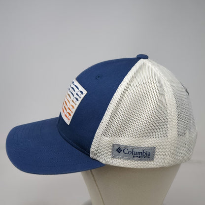 Columbia Trucker Hat Blue One Size Fishing Lure American Flag Mesh Snapback PFG