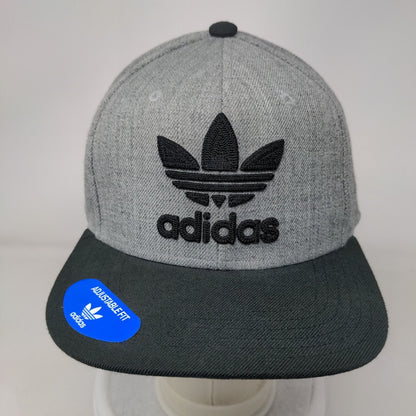 Adidas Trefoil Snapback Hat Gray OSFM Adjustable Fit Colorblock