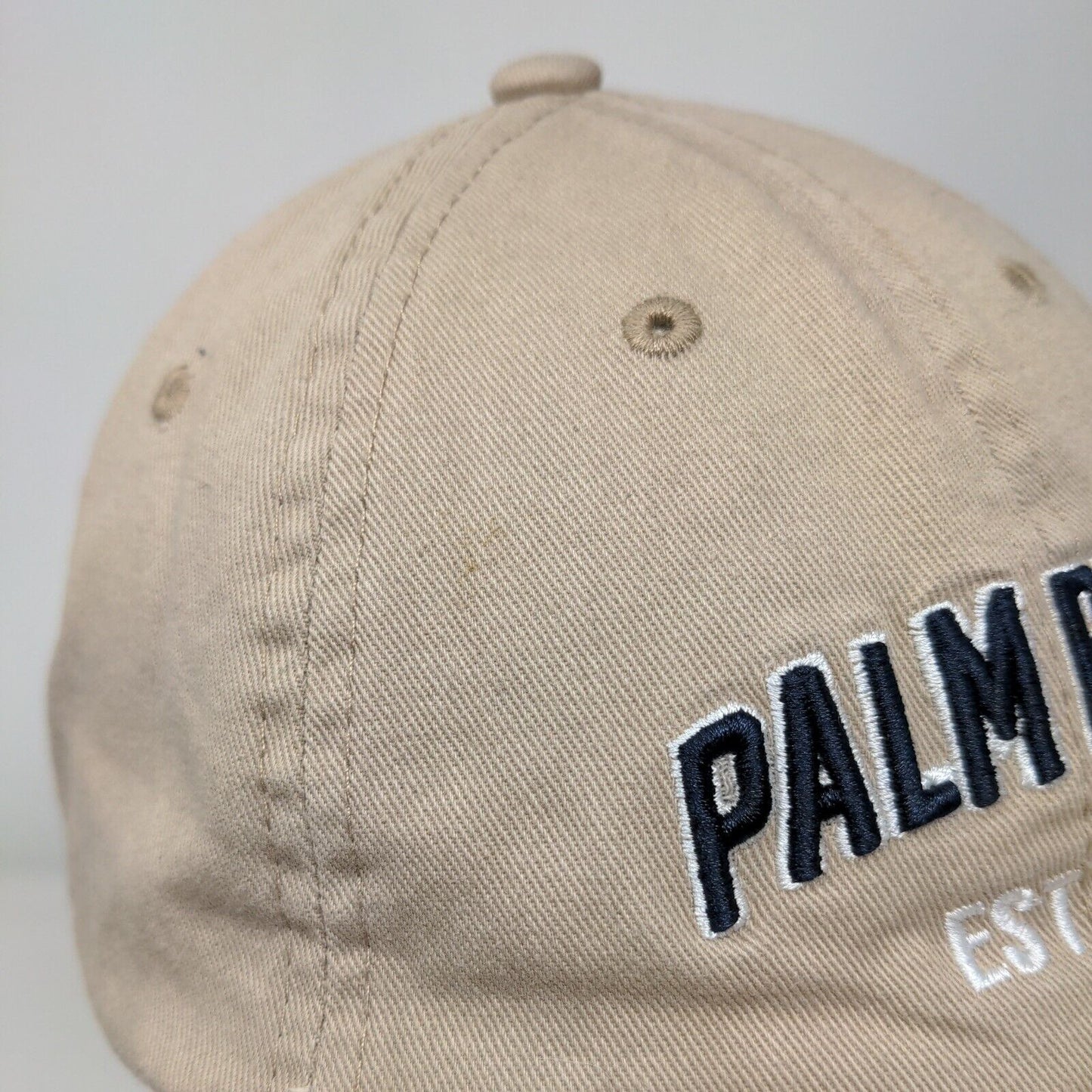 Palm Beach Slideback Hat Tan One Size Adjustable Embroidered E by Elidan