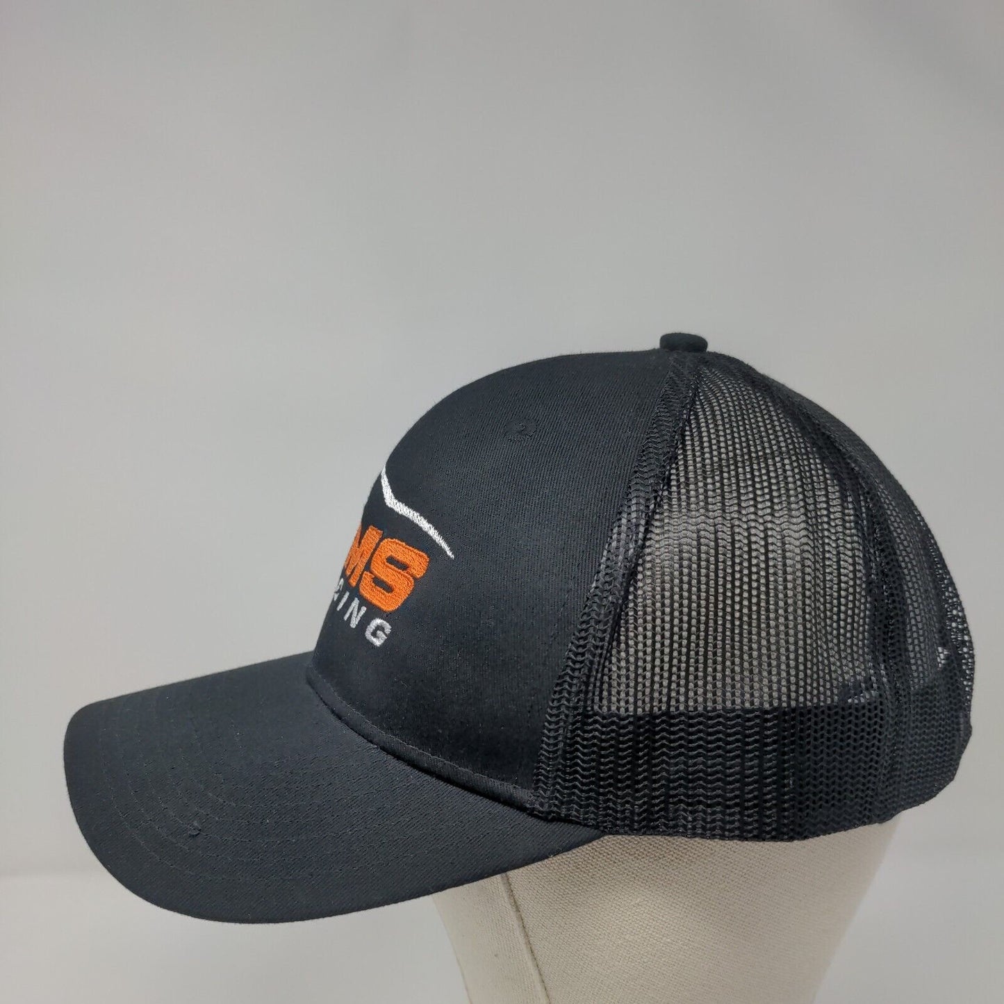 GMS Racing Snapback Mesh Back Trucker Hat Black One Size Embroidered