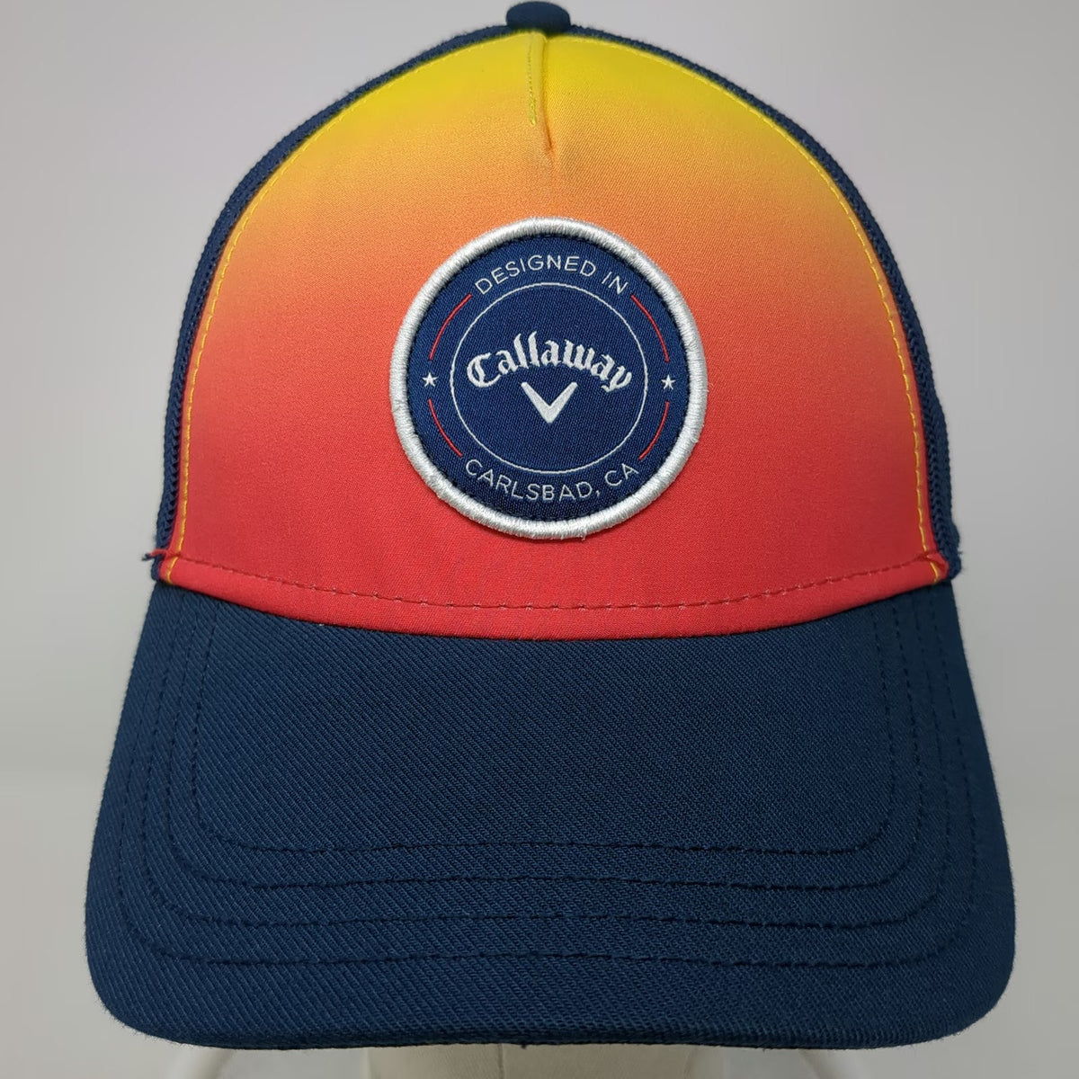 Callaway Trucker Hat Blue OSFM Sunset Gradient Patch Golf Carlsbad CA Snapback