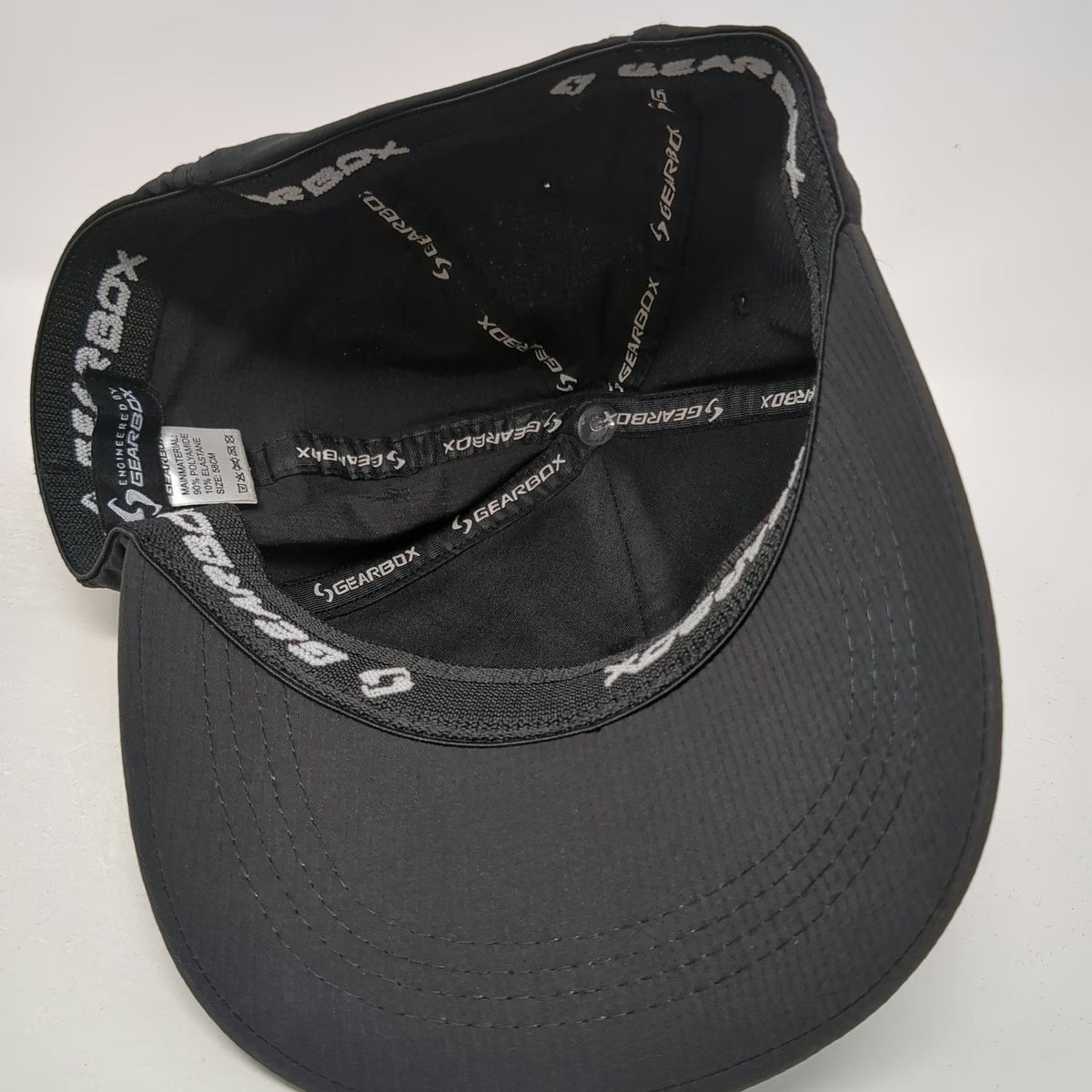Gearbox Baseball Cap Black One Size Stretch Fit Performance Fabric Red Logo Hat