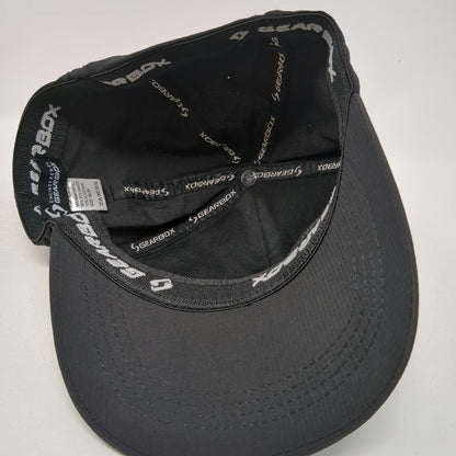 Gearbox Baseball Cap Black One Size Stretch Fit Performance Fabric Red Logo Hat