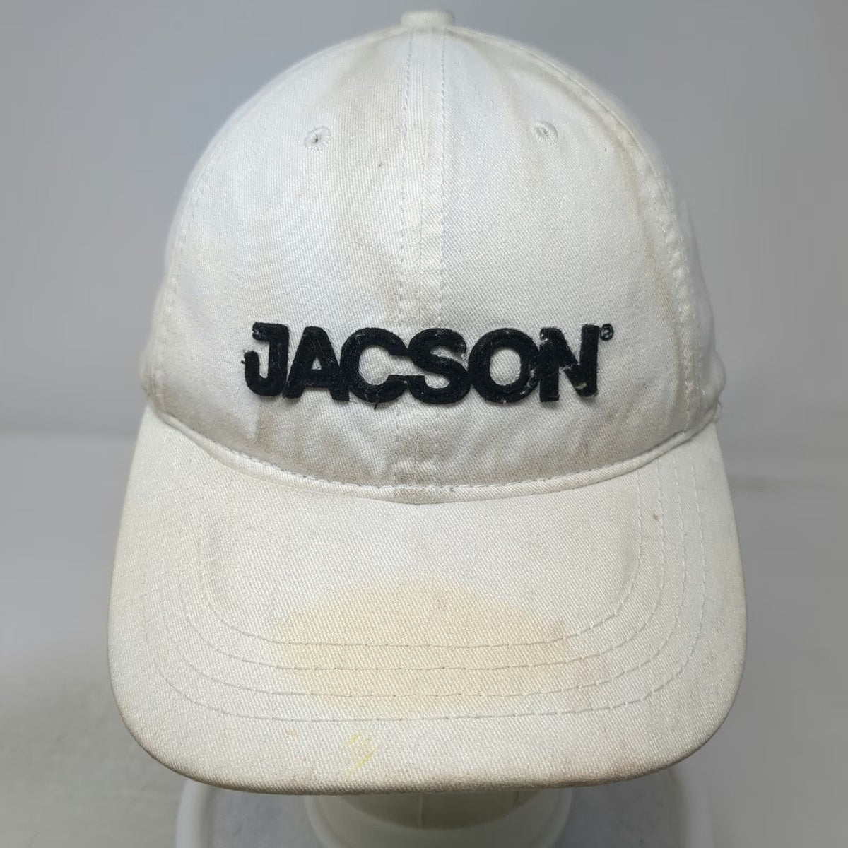 Jacson Baseball Cap White One Size Slideback 6-Panel Cotton Embroidered Logo Hat