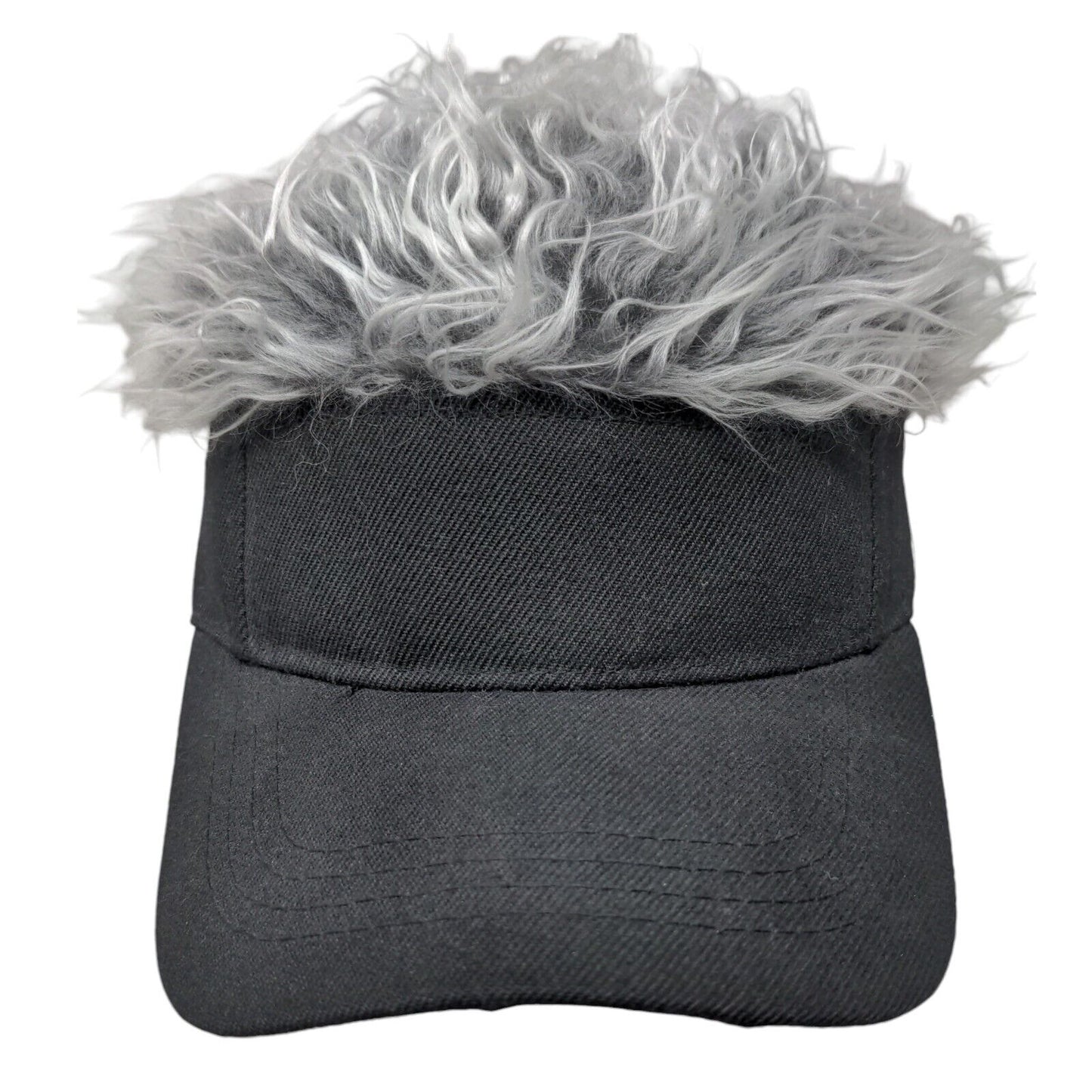 Unbranded Strapback Sun Visor Hat Hair Wig Black One Size Adjustable