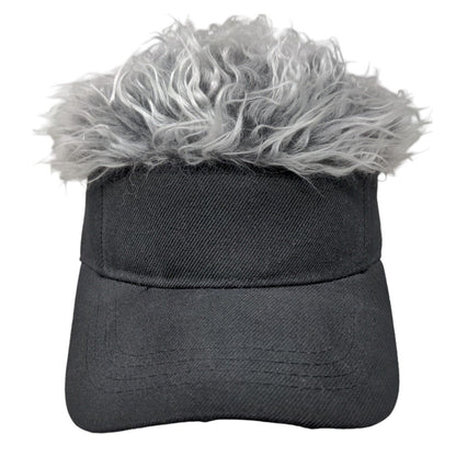 Unbranded Strapback Sun Visor Hat Hair Wig Black One Size Adjustable