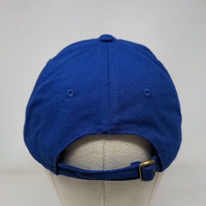The Dusty Dolphin Slideback Hat Blue OSFA Adjustable 6 Panel Vent Holes