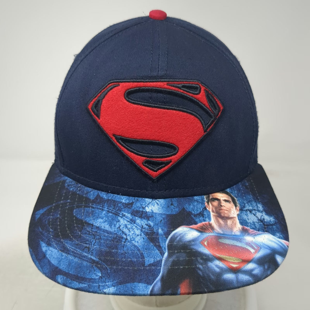 DC Comics Superman Blue Snapback Hat One Size Flat Brim Movie Graphic Shield