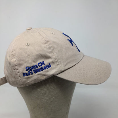 Sigma Chi Men's Slideback Hat Tan Embroidered Cross Logo Dad's Weekend Cotton