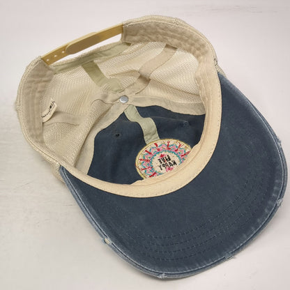 Natural Life Trucker Hat Blue One Size Mandala Mesh Back Snapback Graphic Happy