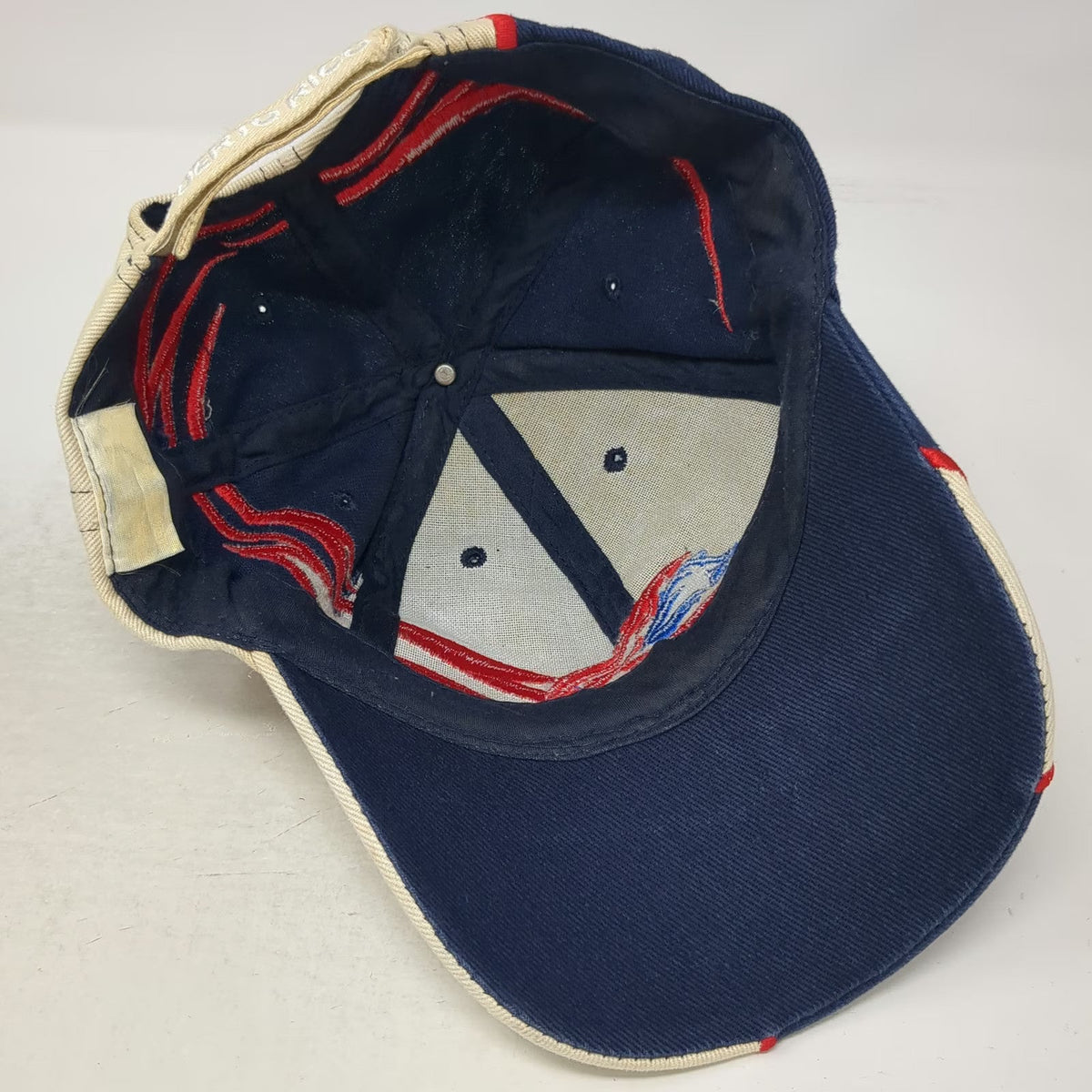Blue Beige Red Baseball Cap One Size Puerto Rico Flag Embroidery Strapback Hat