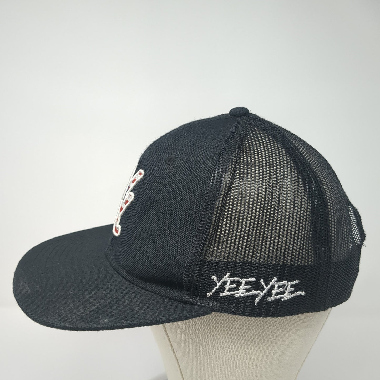 Yee Yee Logo USA Flag Snapback Trucker Hat Black One Size Mesh Back