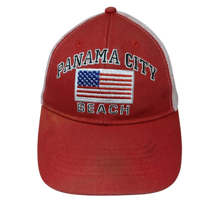 Panama City Beach Florida Snapback Trucker Hat Red OS Adjustable Patriotic Mesh