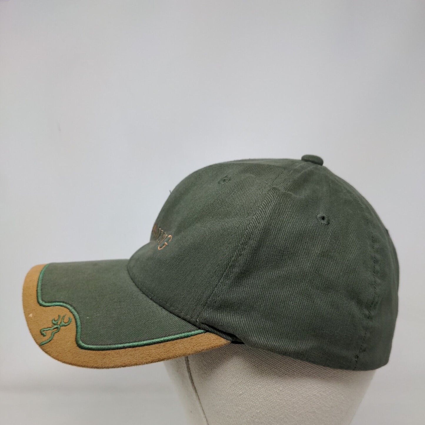 Browning Fitted Hat Green OSFA Embroidered Logo Vented Holes 6 Panel