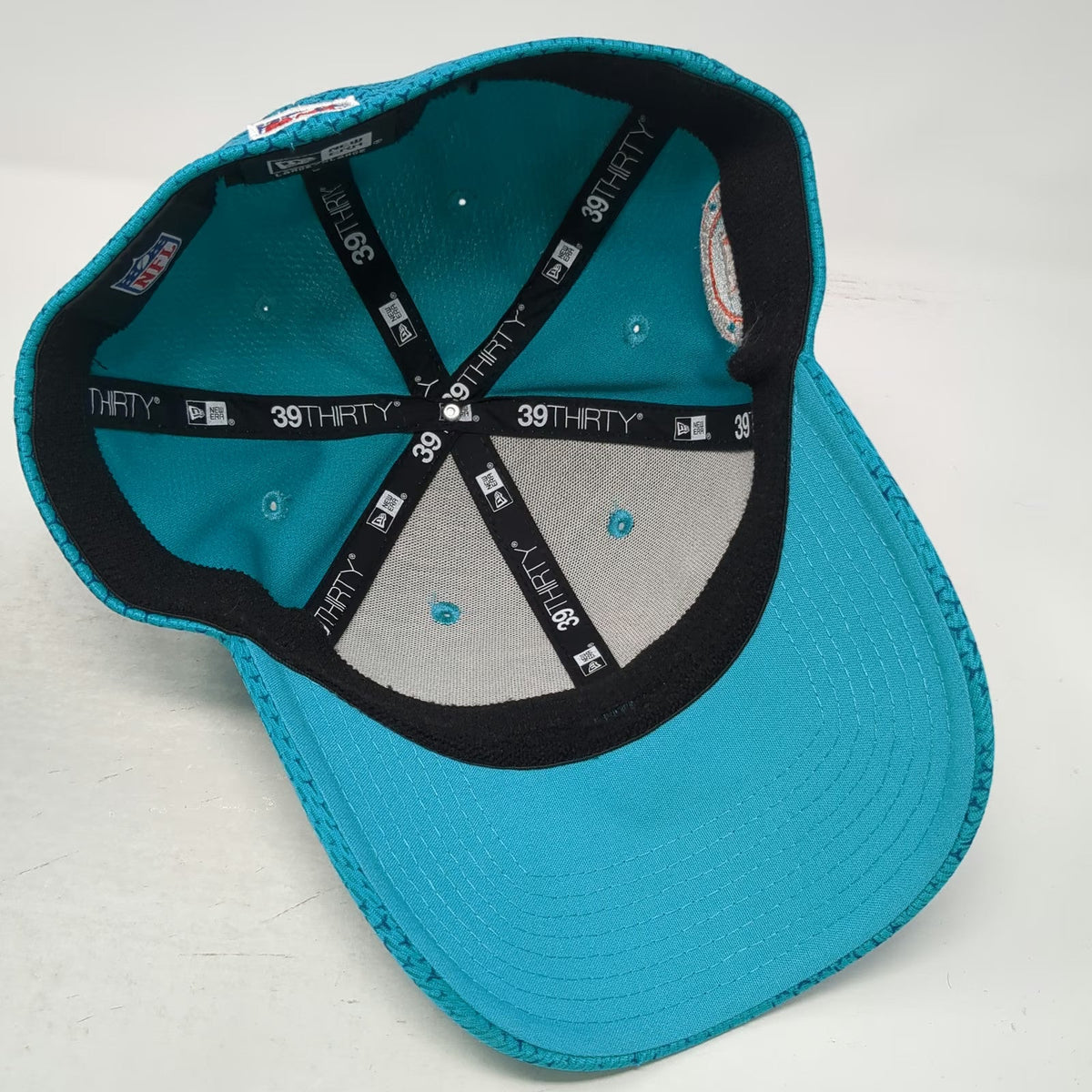 New Era Baseball Cap Blue XL Miami Dolphins NFL Team Curved Brim Stretch Fit Hat