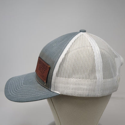 Outdoor Cap Trucker Hat Gray One Size Leather Patch World Beef Expo Mesh Back