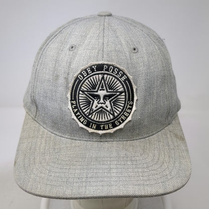 Obey Snapback Gray One Size Star Logo Patch Posse Playing In The Streets Hat