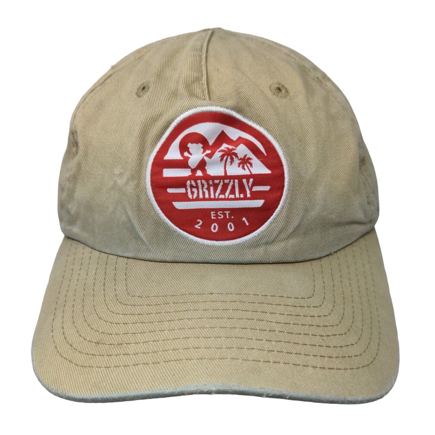 Grizzly Est. 2001 Snapback Hat Tan One Size Adjustable Solid 6 Panel
