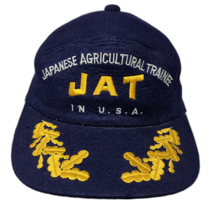 Blue Baseball Cap OS Japanese Agricultural Trainee JAT USA Wool Oak Leaf Hat