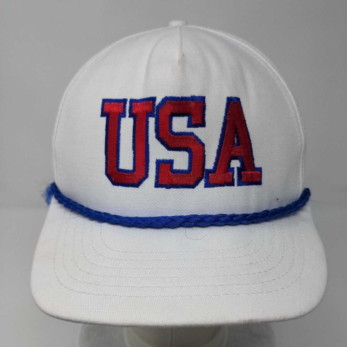 USA Mack Trucks Snapback Hat White OSFA Adjustable Embroidered Rope Novad
