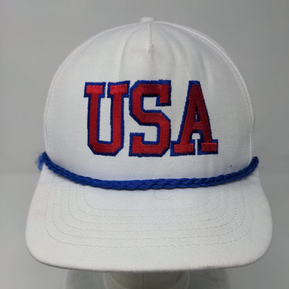 USA Mack Trucks Snapback Hat White OSFA Adjustable Embroidered Rope Novad