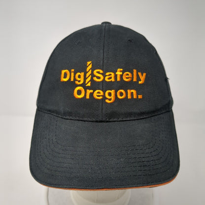Dig Safely Oregon Strapback Hat Black One Size Adjustable Embroidered 6 Panel